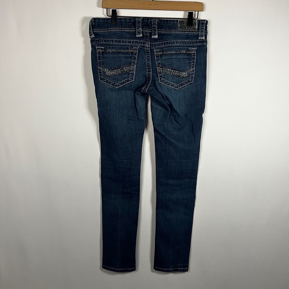 BKE Denim Pants Women Size 28 Long Stella Skinny Jeans Low Rise Dark Blue Denim - Picture 7 of 8